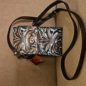 Patricia Nash Tooled Turquoise Rivella Crossbody